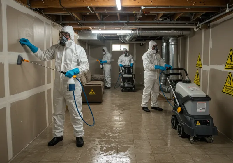 Basement Moisture Removal and Structural Drying process in Wakefield, MA